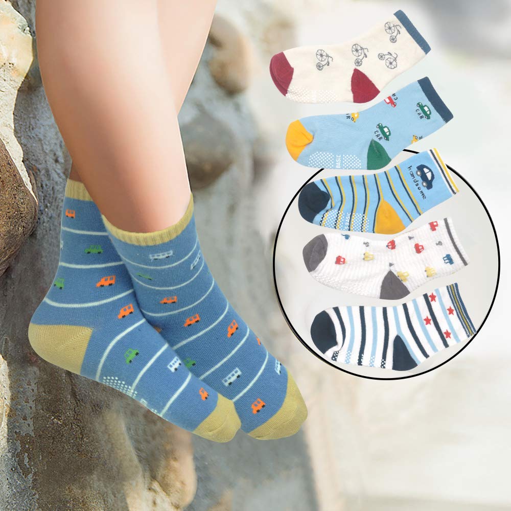 HYCLES Baby Girp Socks 12 Pairs for Boys Girls 0-7 Years Toddler Infant Kids Children Non Skid Anti-slip Socks 3-5 Years