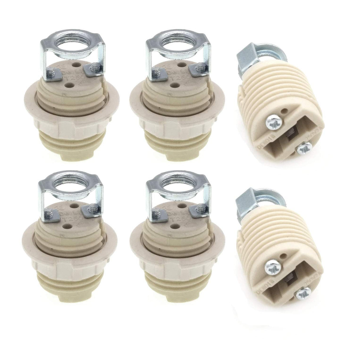 G9 Lamp Holders with Bracket,G9 Threaded Ceramic Halogen Socket with Ring and for G9 Light Bulb (6-Pack)