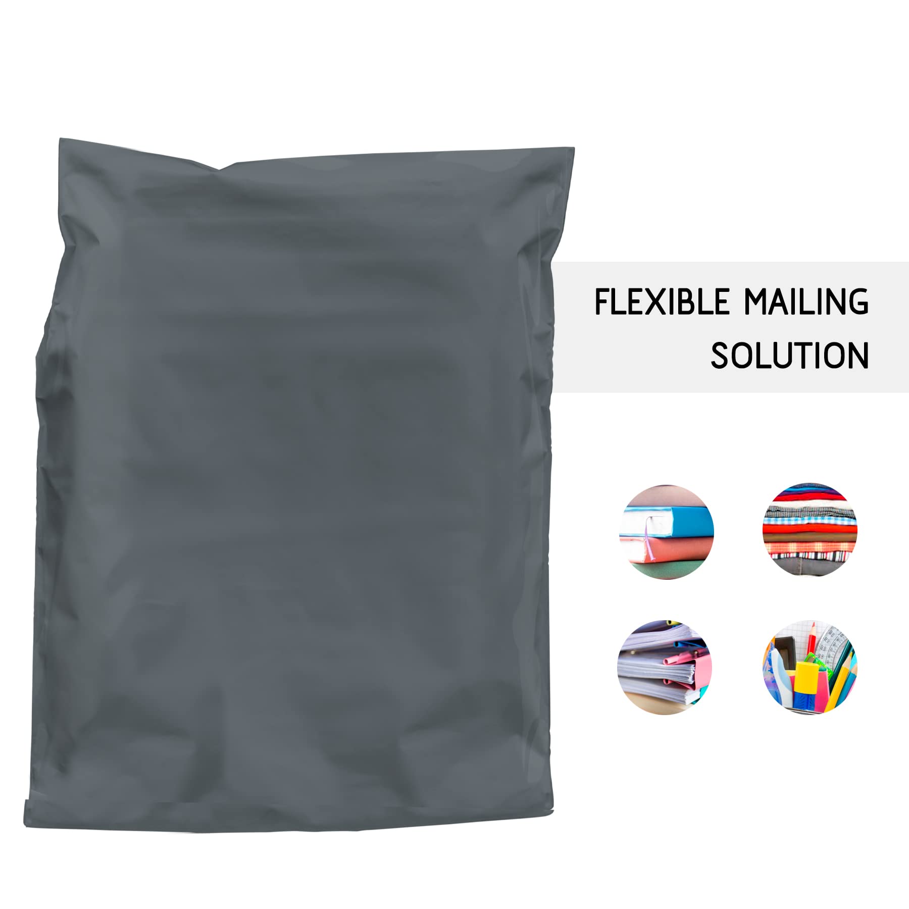 Straame 60 Mixed Size Grey Mailing Postal Bags, Self-Seal Closure Packaging Bags, Delivery Mailing Bag Flexible and Tempered Proof, 4 Sizes Small to Large Postal Bags 15 Each