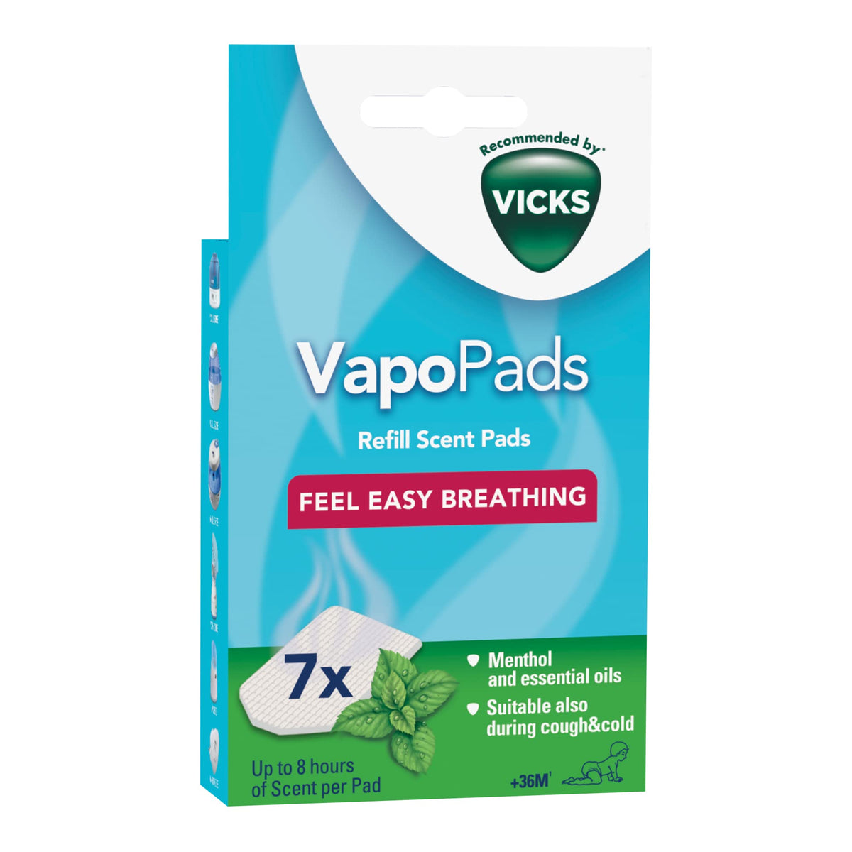 Vicks VapoPads Menthol - Scented Pads with Essential Oils - Pack of 1 - Compatible with our Humidifiers, Inhalers & Diffusers - Suitable for Colds and Congestion - Releases Soothing Vapours - VH7