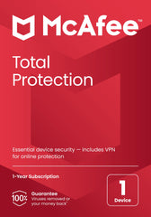 McAfee Total Protection 2023   1 Devices   Antivirus Internet Security Software   Unlimited VPN   1 Year Subscription   By Post