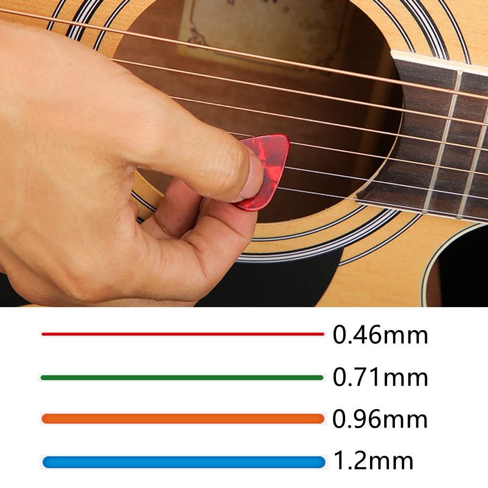 20 PCS Guitar Picks, 4 Different Thickness Colorful Guitar Pick Non-slip Plectrums for Electric, Acoustic, or Bass Guitar Includes 0.46mm 0.71mm 0.96mm 1.2mm