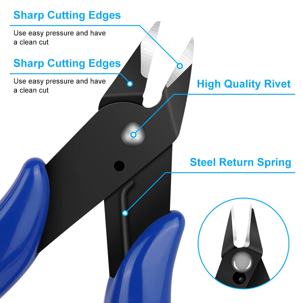 Ainiv 1PC Wire Cutter, Spring-loaded Side Cutters Flush Cutters, Diagonal Cutters Precision Side Cutters, Diagonal Cutting Pliers in CRV Steel, Heavy Duty Cutting Pliers for Electrical, Homes