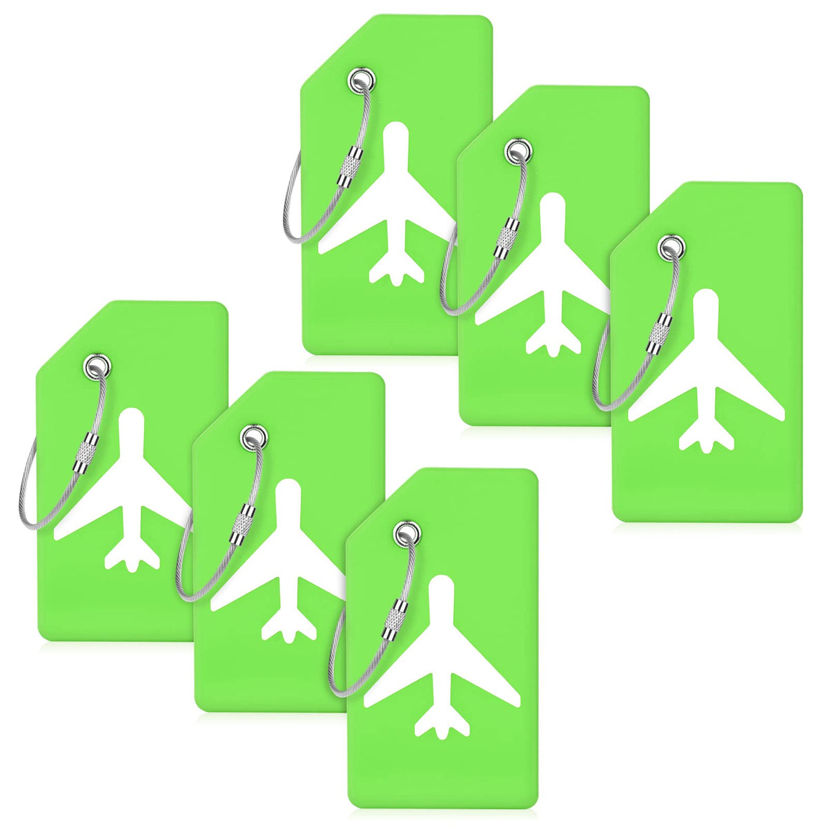 Flintronic 6 Pcs Luggage Tags, Silicone Baggage Labels, Suitcase ID Tag Set, Handbag Tag Labels Travel Accessories for Checked Luggage, Hand Luggage and Handbags - Green