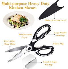 KISUOMAOYI Heavy Duty Kitchen Scissors, Sharp Kitchen Scissors Multipurpose Utility Stainless Steel Scissor, Kitchen Shears for Chicken, PoultryMeat, Vegetables, Herbs, BBQ,Bottle & Jar Opener(Black)