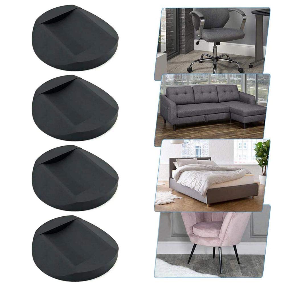 4 PCS Furniture Caster Cups, Furniture Coasters Anti-Sliding Rubber Feet Protector Pads Wooden Floor Protectors Bed Sofa Chair Leg Wheel Stoppers Anti-Slip Pad