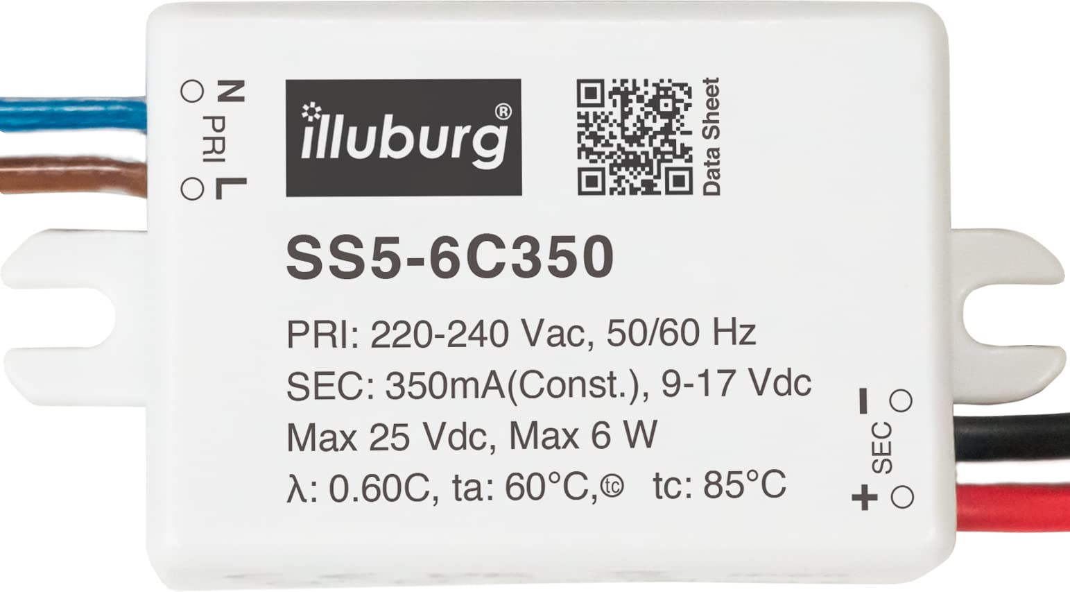 illuburg LED Driver Waterproof IP65 350mA Constant Current 3.5W - 6W Flickerfree LED Power Supply Transformer