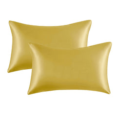 My home store Gold Silk Pillowcase 2 Pack - Hypoallergenic, Soft and Smooth Natural Satin Pillowcases Standard Size 50x75 cm