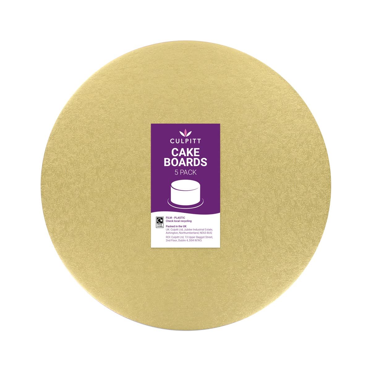 Culpitt 10 inches Double Thickness Cake Card, Pale Gold Boards, Cut Edge, 3mm Thick, 5 Pack - 10 Inch, 90276