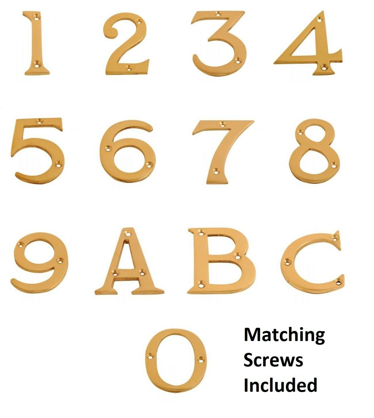 Brass Door Numbers Screw On 3 Inch Door Number Elegant and Bold Door Numerals Suitable for All Door Types Including Wooden uPVC and Composite Number 1.