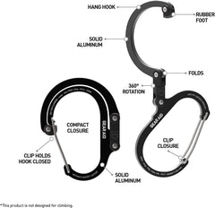 GEAR AID HEROCLIP Carabiner Clip and Hook (Mini) for Travel, Luggage, and Small Bags, Blue Steel