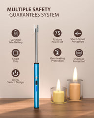 RONXS Candle Lighter, Electric Arc Lighter Rechargeable USB Long Lighter with Battery Display, Windproof Flameless Plasma Lighter for Home Kitchen Gas Stove BBQ Camping Activities