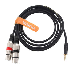 TISINO Dual XLR to 3.5mm jack Microphone Cable, Unbalanced 2 XLR Female to Mini Jack XLR to 1/8 inch Y-Splitter Breakout Lead- 1m