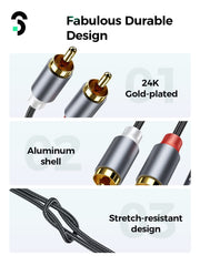 SOOMFON RCA to 3.5mm Audio Cable Aux 3.5mm to 2RCA Audio Cable 1 Meters, Red and White to 3.5mm Jack Cable with Durable Nylon Braided Gold-plated for Phone/Car/Speakers/Tablets/Home Theater/HDTV