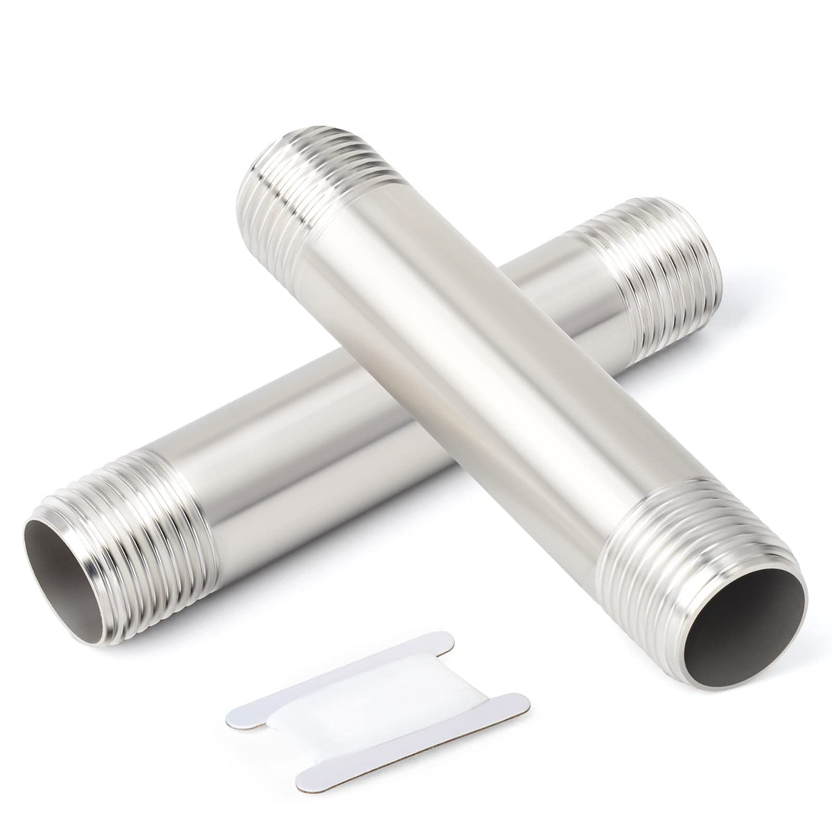 ERGAOBOY 2 Pcs 150mm 3/8 inches x 3/8 inches Male BSP Nipple Cast Pipe 304 Stainless Steel Pipe Fittings