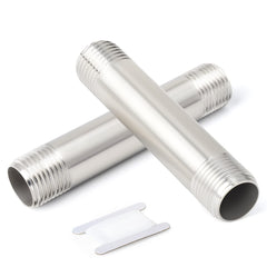 ERGAOBOY 2 Pcs 150mm 1/4 inches x 1/4 inches Male BSP Nipple Cast Pipe 304 Stainless Steel Pipe Fittings