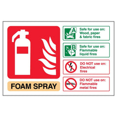 V Safety Foam Spray Id Not Electrical Safe Fire Extinguisher Sign - 150mm x 100mm - Self Adhesive Vinyl