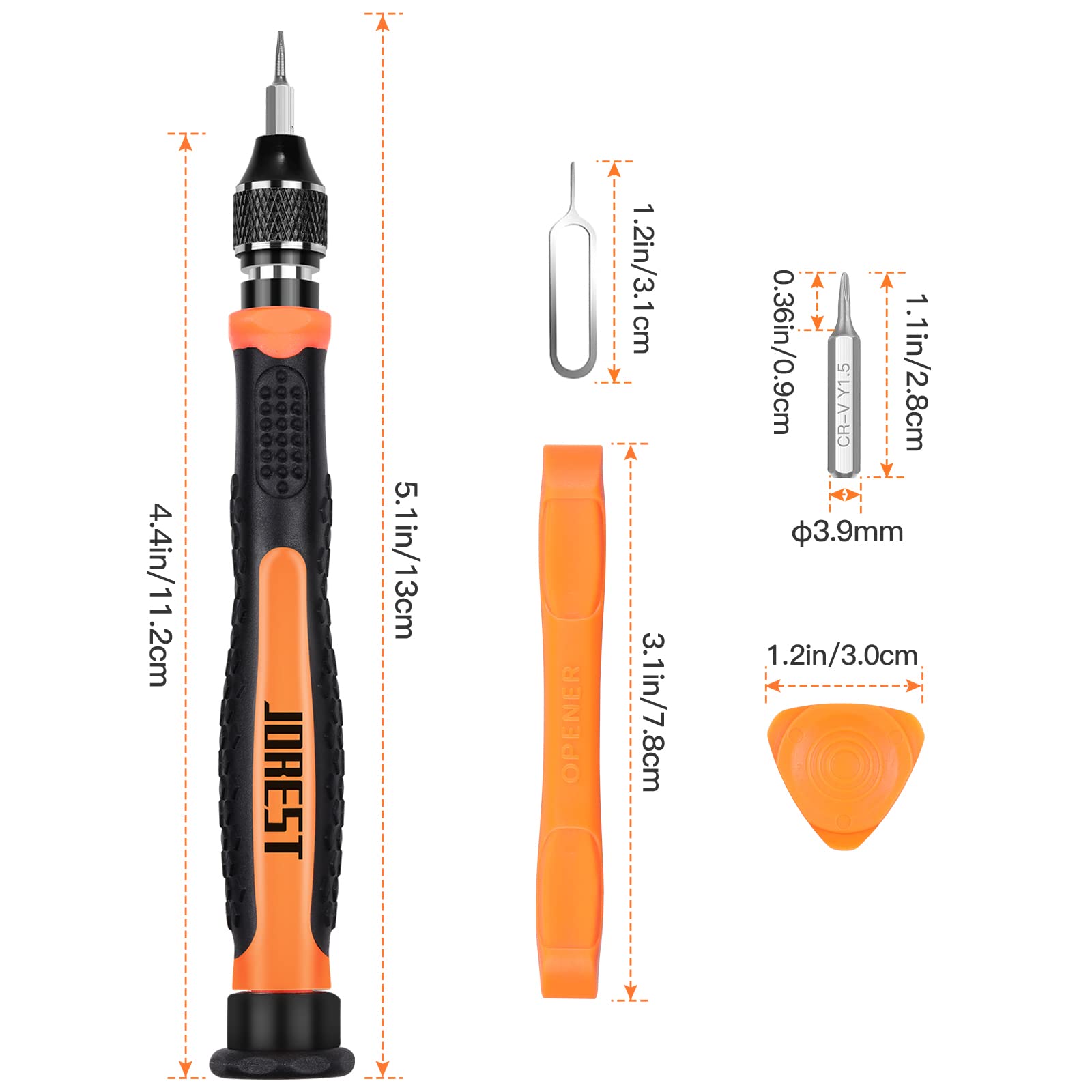 JOREST 24Pcs Precision Screwdriver Set, Tool Kit with Torx T1 T2 T3 T5 T6 T8 T9 T15, Triwing Y00, Star P2/P5, Phillips PH00, -1.5/2.0, etc, for PS4, Switch, Ring Doorbell, Xbox, Laptop, Glasses, Watch