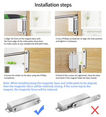 Onarway Magnetic Door Catch 30KG Pull Strong Magnet Cabinet Latches Magnetic Hardware Stainless Steel Chrome Door Closer for Bathroom Kitchen Sliding Door Window Cupboard (60lbs Strength 2 Pack)