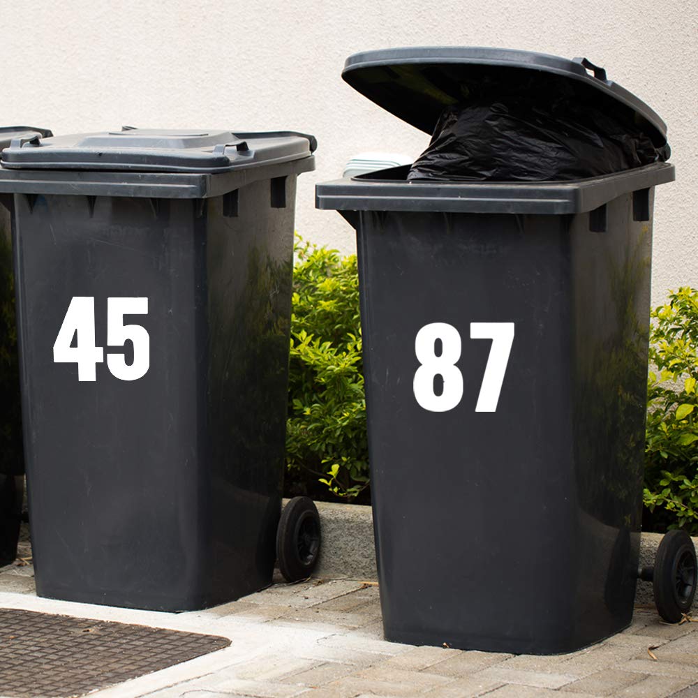 Pack of 3 Plain Dustbin Numbers Stickers Large Number - 8 (17 cm) Bin Numbers for Wheelie Bins Large Bin Numbers Packwith®