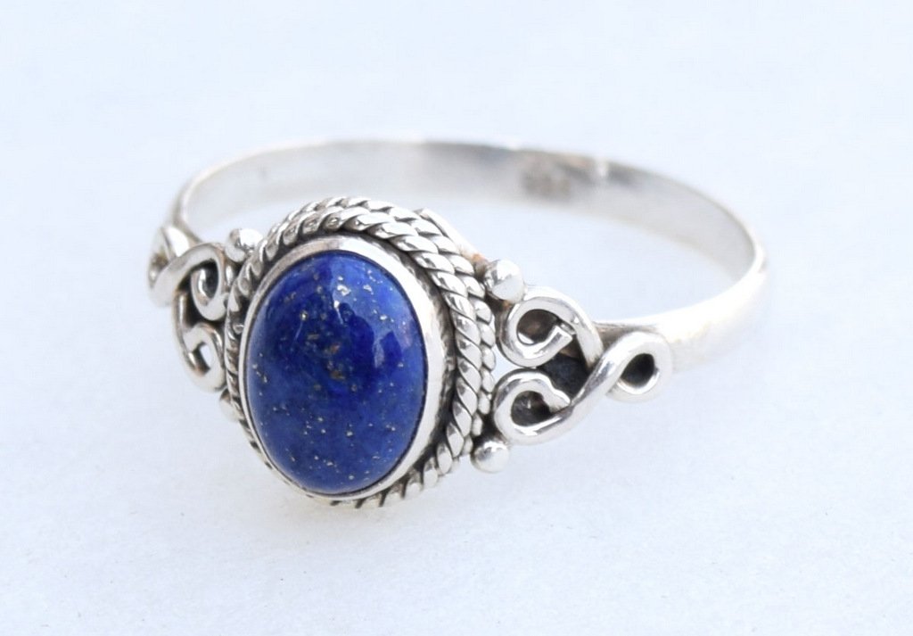 Lapis Lazuli Stone Ring 925 Sterling Silver Statement Ring For Women Size UK M Natural Gemstone Ring Handmade Ring Christmas Gifts Ring Jewelry