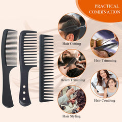 URAQT Hairdressing Combs Set, 3 Pack Wide Tooth Combs, Heat Resistant Anti-static Carbon Hair Brush Hair Comb for Long, Wet or Curly Hair Detangling