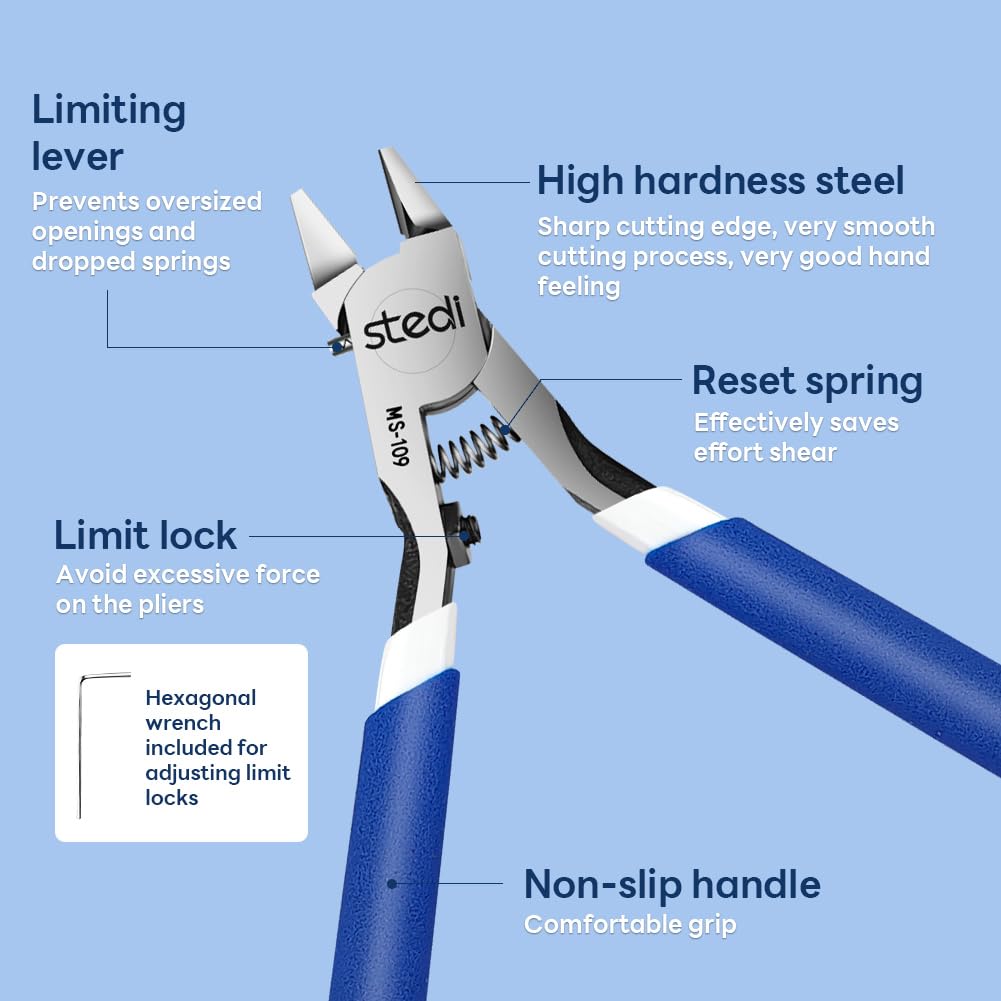 Stedi Model Nipper, with Ultra-Thin Single-Edge and Blade Case Plastic Model Tools for Gundam Repairing Plastic Model and Fixing, Blue