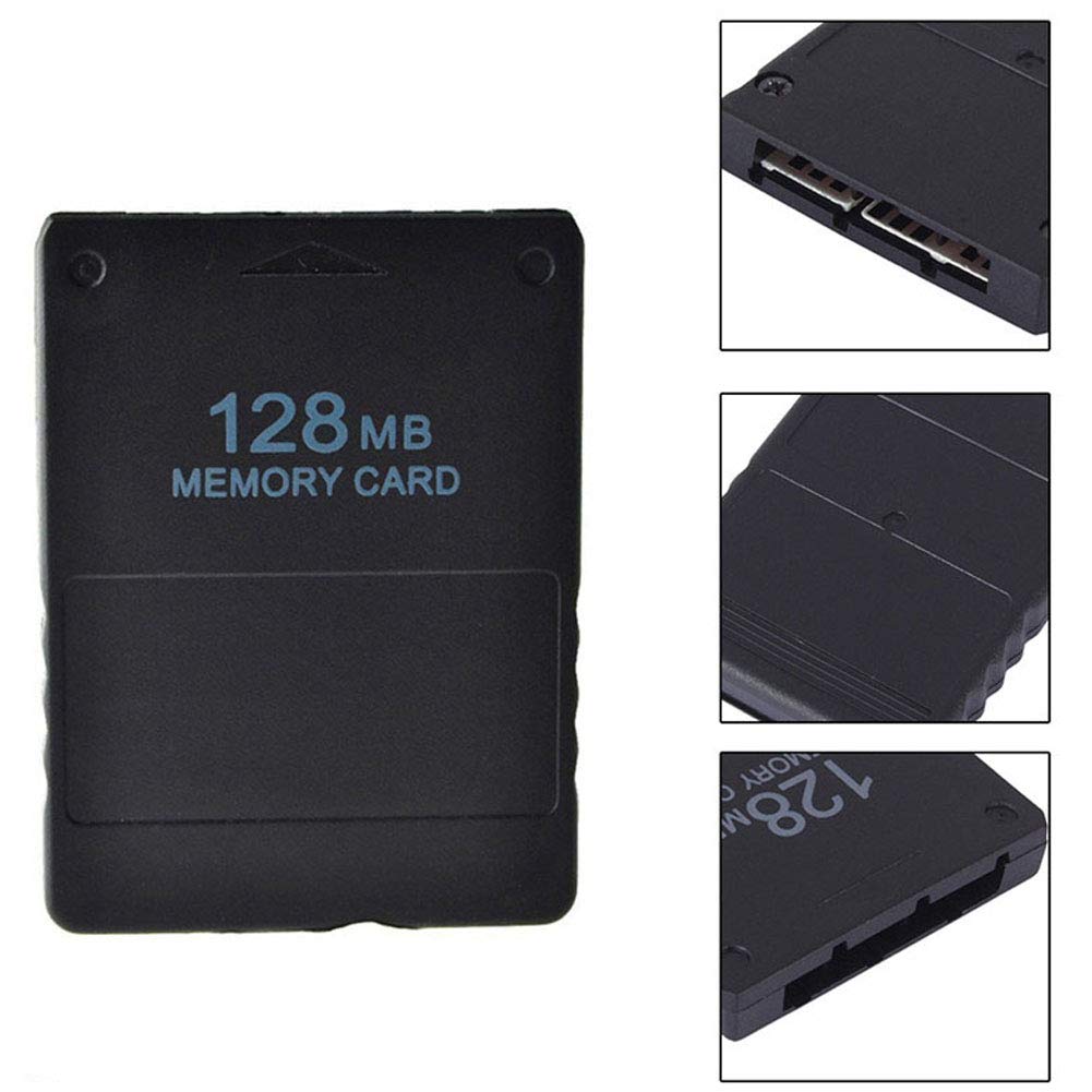 Gamer Gear 128MB PS2 Memory Card storage compatible with the classic PlayStation 2, PS2 (PS2 games only). High Speed Black Game saving storage accessory 2 Pack