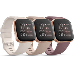 Pack 3 Straps Compatible with Fitbit Versa 2 Staps/Fitbit Versa Lite Strap/Fitbit Versa Strap for Women Men,Silicone Replacement Compatible with Fitbit Versa 2(L,Starlight/MilkTea/Violet Smoke)