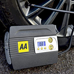 AA 12V Digital Tyre Inflator AA5502 – For Cars Other Vehicles Inflatables Bicycles - Shows PSI BAR KPA 0-120 PSI – Includes Adaptors, Black