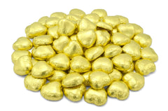 Luxury Milk Chocolate Hearts - For Wedding Favours, Anniversary, and Mothers Day - 20 Gold Hearts