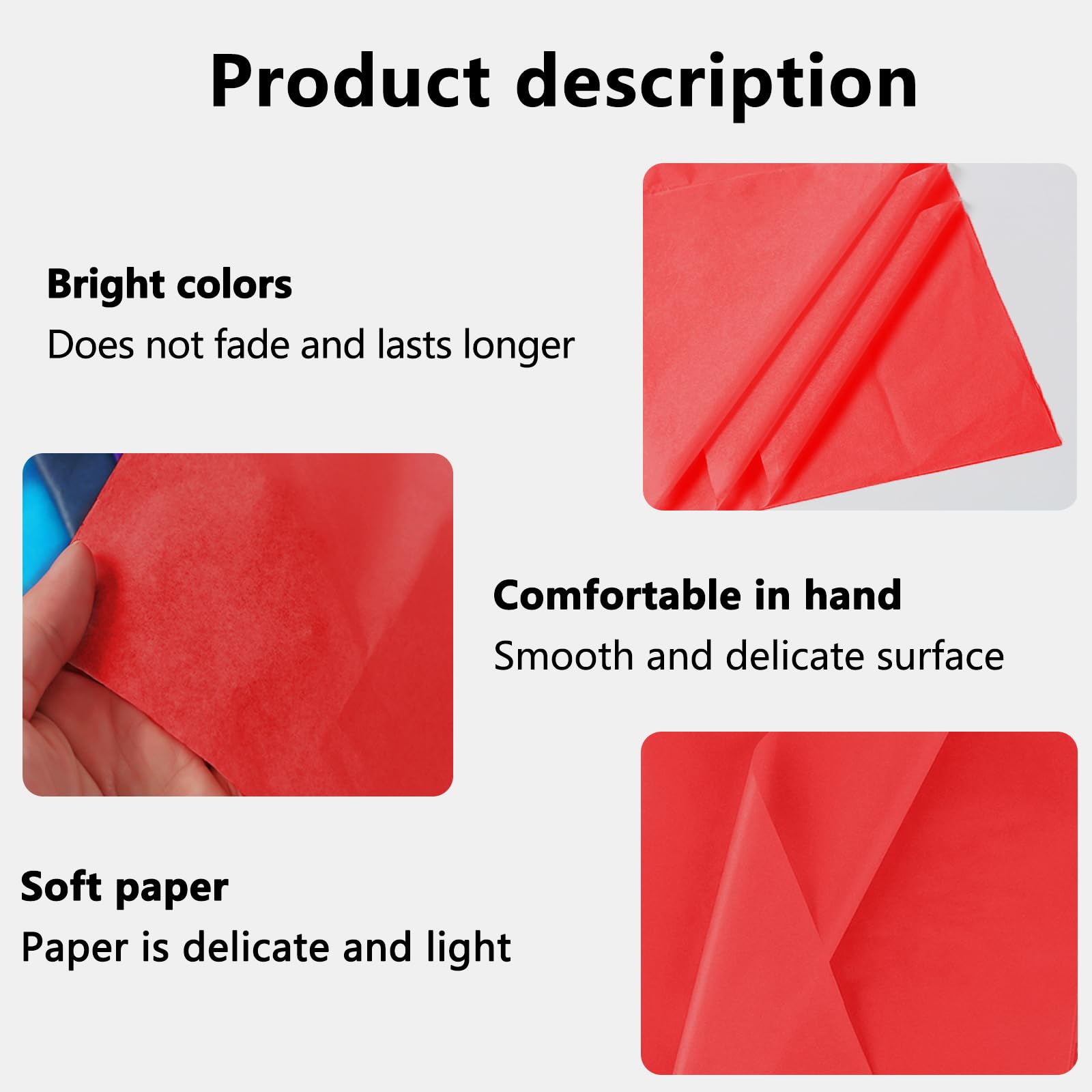 20 Sheets Tissue Paper - Red Tissue Paper for Gift Bags, Wrapping Tissue Paper Bulk 50x70CM Acid Free Tissue Paper Sheets for Packaging Birthday Wedding Holiday DIY Crafts Gift Box Wrapping