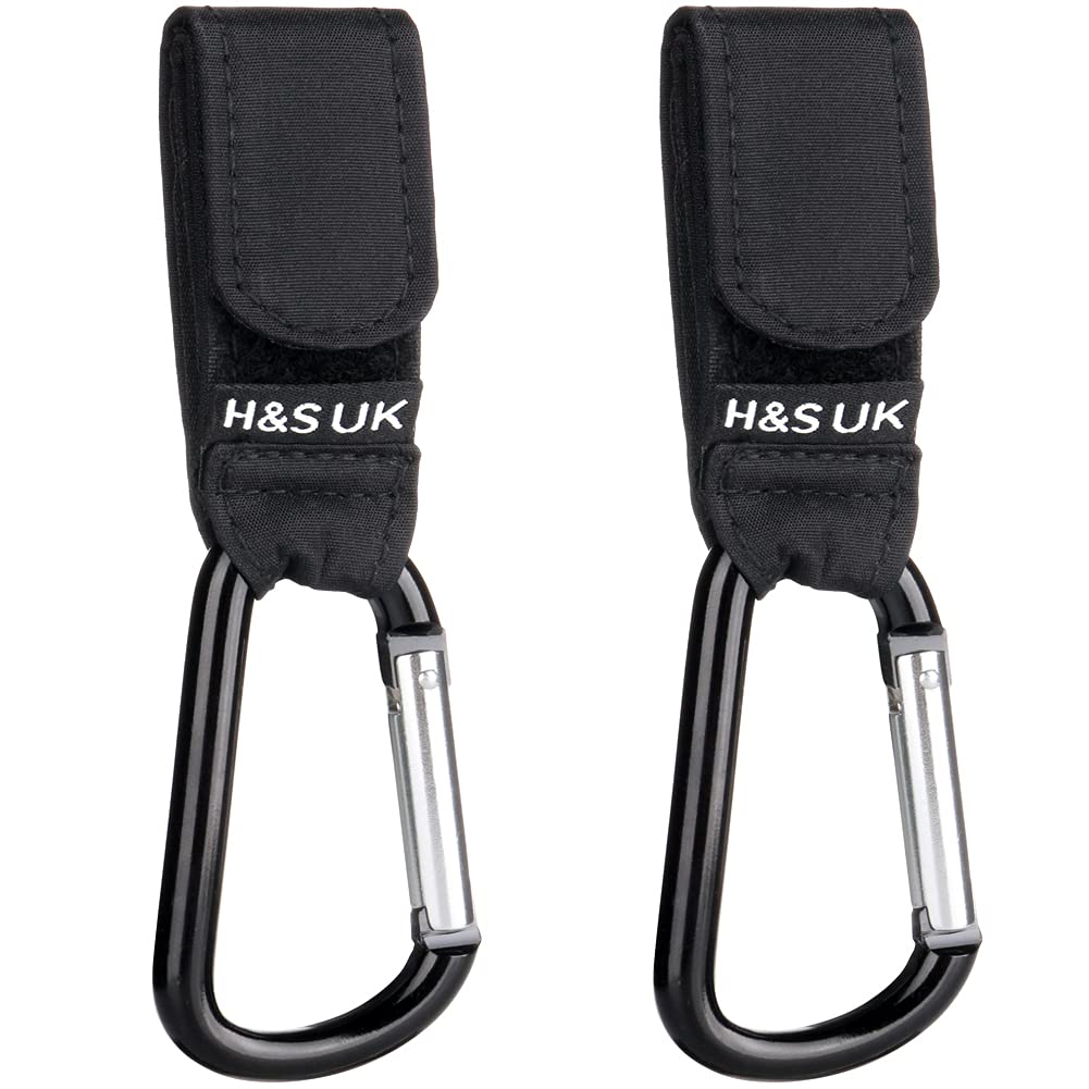 H&S 2 x Buggy Clips Hooks Pram Clips Changing Bag Holder - for Pushchair Stroller Shopping Bag Handbag - Pushchair Bag Hook - Pram Bag Holder - Buggy Bag Clip - Stroller Hook - Pram Handle Bag Hook