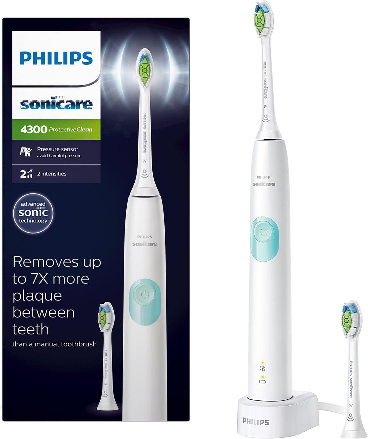 Philips Sonicare ProtectiveClean 4300 Whitening Sonic Electric Rechargeable Toothbrush HX6807/51 White Mint