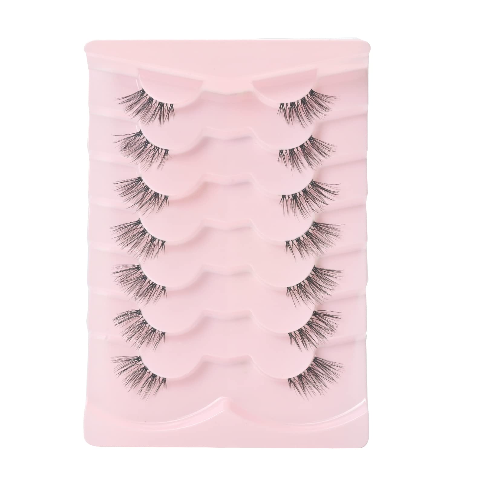 Onlyall Natural Lashes Half Lashes Natural Look False Eyelashes Wispy Lashes Natural Half Eyelashes Clear Band Lashes Pack 3D Faux Mink Lashes 7 Pairs C03…