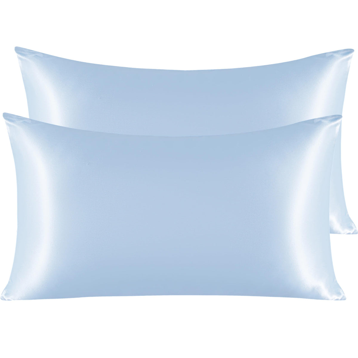 NTBAY Silk Satin Pillowcases - Satin Pillowcase for Hair and Skin, Pillow Cases 2 Pack with Envelope Closure, 50x90 cm, Light Blue