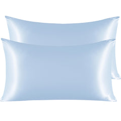 NTBAY Silk Satin Pillowcases - Satin Pillowcase for Hair and Skin, Pillow Cases 2 Pack with Envelope Closure, 50x90 cm, Light Blue