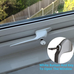 UPVC Window Handle WODSTA 2PCS Lockable Window Handle Aluminum White Universal Espag Handles with Key with 30mm Spindle Length for Indoor and Outdoor UPVC Window