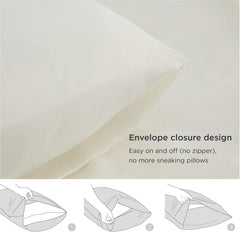 Bedsure Satin Pillow Cases 2 Pack - Ivory Pillowcase for Hair and Skin Standard Size with Envelope Closure, 50 x 75 cm