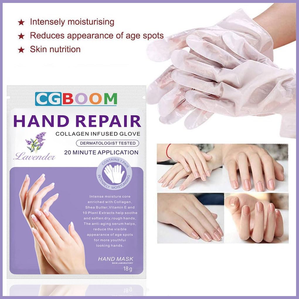 5 Pairs Hands Moisturizing Gloves, Hand Skin Repair Renew Mask Infused Collagen, Vitamins and Natural Plant Extracts for Dry, Aging, Cracked Hands (5 Pairs Hand mask)