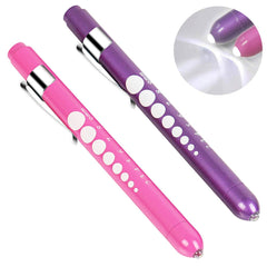 Diagnostic Medical Penlight (2 Packs), CAVN Mini Reusable LED Penlight Flashlight Pen Torch, Torch Doctor Nurse EMT Emergency Pen Light (Purple and Pink)