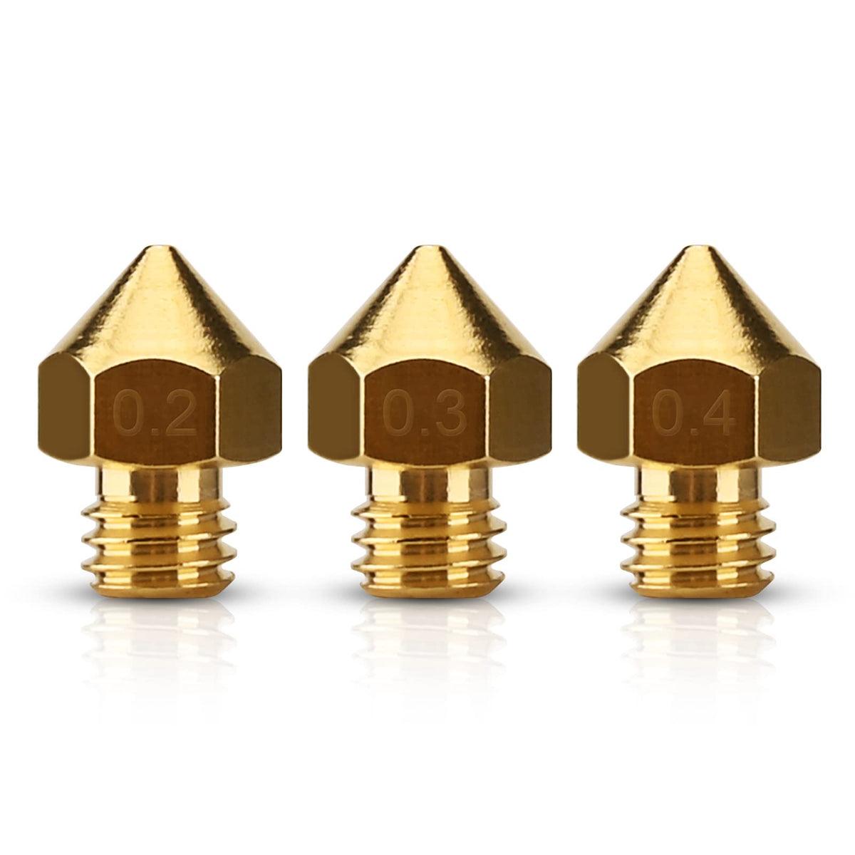 WEEFUN 3D Printer Brass Nozzles 0.4mm Extruder Nozzles Kit for 3D Printers, 0.4mm/0.3mm/0.2mm(support TINA2 Basic/Pro, not for TINA2S)