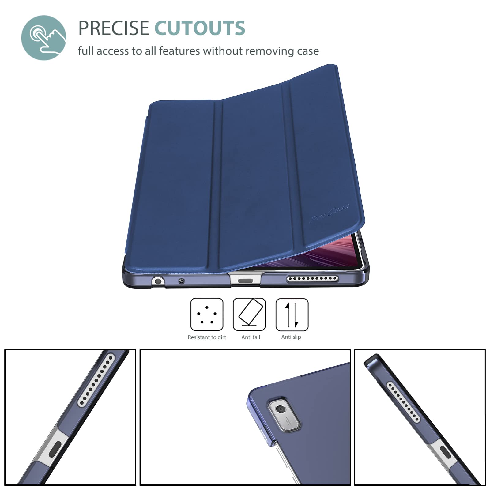 ProCase for Lenovo Tab M9 Case 9 Inch 2023, Slim Stand Hard Back Shell Protective Smart Cover Case for Lenovo Tab M9 9 inches 2023 Release -Navy