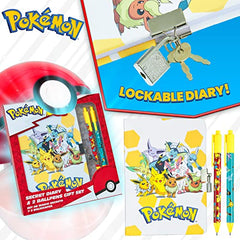 Pokemon Stationery Supplies Set - Kids Diary with Lock, Notebook, Pencil Case, Pens - Gifts for Boys (Notebook/Pen Set)