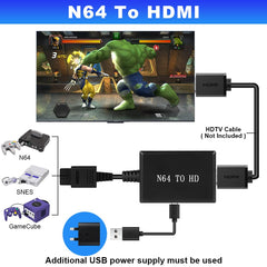 AXFEE N64 To HDMI Converter, HDMI Cable for Nintendo 64 N64, N64 to HDMI-Compatible Converter, Compatible with Nintendo 64/SNES/GameCube/SFC/NGC Console/HDTV/Monitor/Projector, 16:9 Aspect Ratio