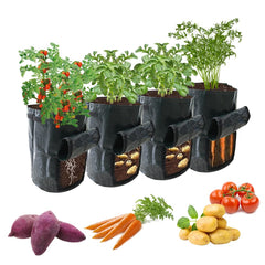 Ram® 4 Pack 7 Gallon Potato Grow Bag set. Garden Plant Bags for potatoes, carrots, tomatoes, cucumbers and other Vegetables. Made in Green Polyethylene Complete