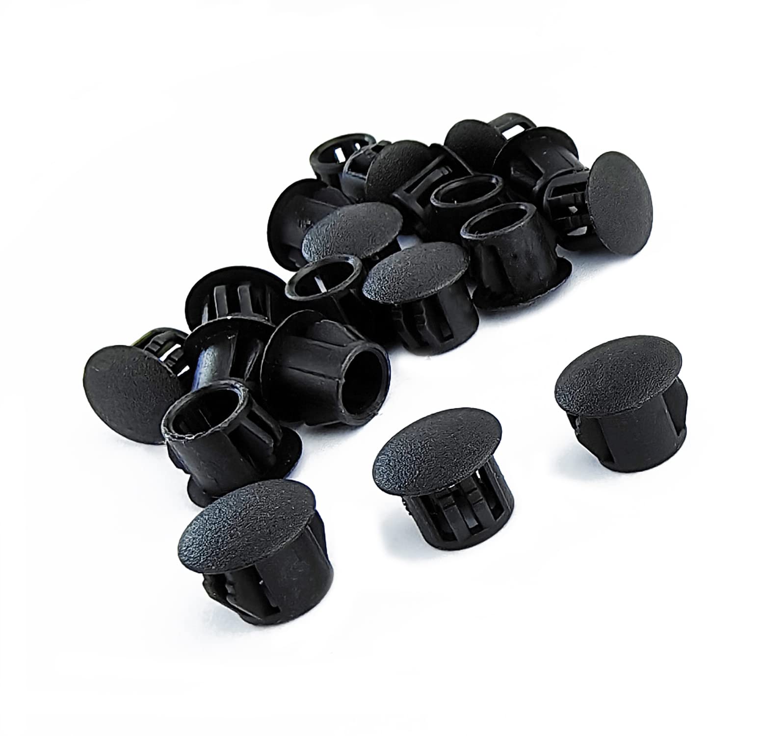 Qrity 10 Pcs Plastic Hole Plugs, 28mm Round Button Plugs, Snap on Type Screw Cap, Furniture Hole Plugs, Drilling Cover Caps Screw Hole Plugs Black for Cabinet Desk Table Chair Cupboard Wardrobe