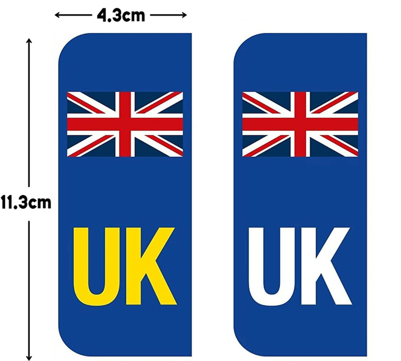 Rubigo UK Stickers For Car UK Number Plate Stickers 4 Pack Self Adhesive Vinyl Stickers For Europe - Weatherproof - Union Jack Replaces GB EU Flag BREXIT