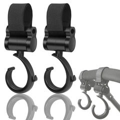 2 Pack Stroller Hooks， Multi Purpose Pram Hooks ，Pushchair Hooks，Mommy Bag Hooks (Black Hook)