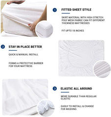 Dudu N Girlie Cot Mattress Protector 120 x 60 Waterproof - Breathable Terry Towel Deep Toddler Mattress Protector -Topper Cover kids mattress protector waterproof. White